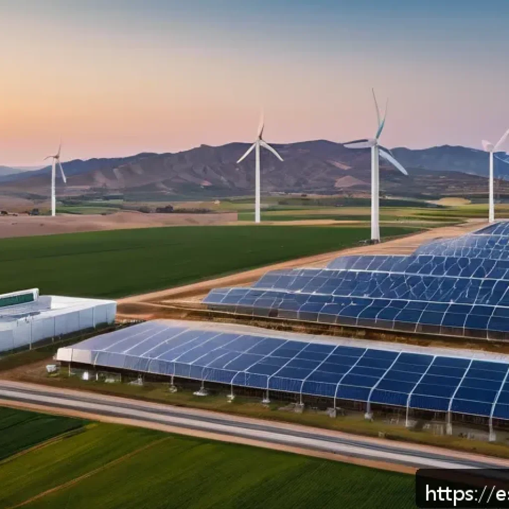 그린 수소 경제의 글로벌 동향 - A cutting-edge green hydrogen production facility in southern Spain during sunset, featuring advance...