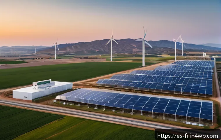 그린 수소 경제의 글로벌 동향 - A cutting-edge green hydrogen production facility in southern Spain during sunset, featuring advance...